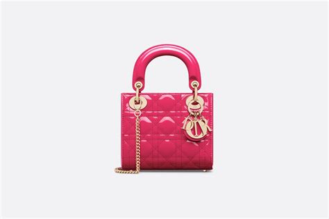 lady dior pink with wordings|Mini Lady Dior Bag Passion Pink Patent Cannage .